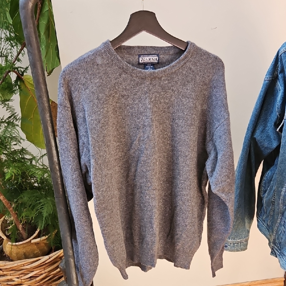 Lands' End Gray Wool Men's Sweater